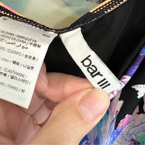 Bar III Women’s Multicolor Tie-Front High Leg One-Piece Swimsuit Size Medium - Picture 6 of 11